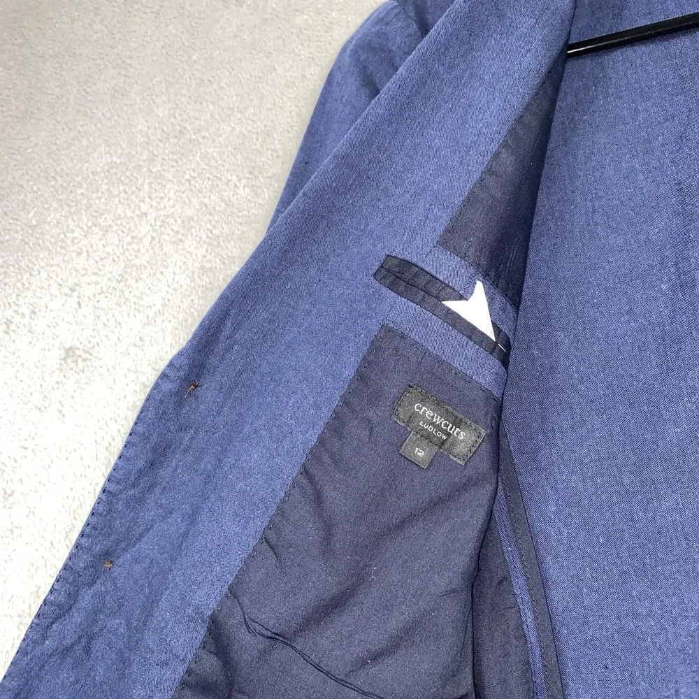Crew Cuts Ludlow Unstructured Suit Jacket Boys 12 Blue Somelos Fabric Preppy